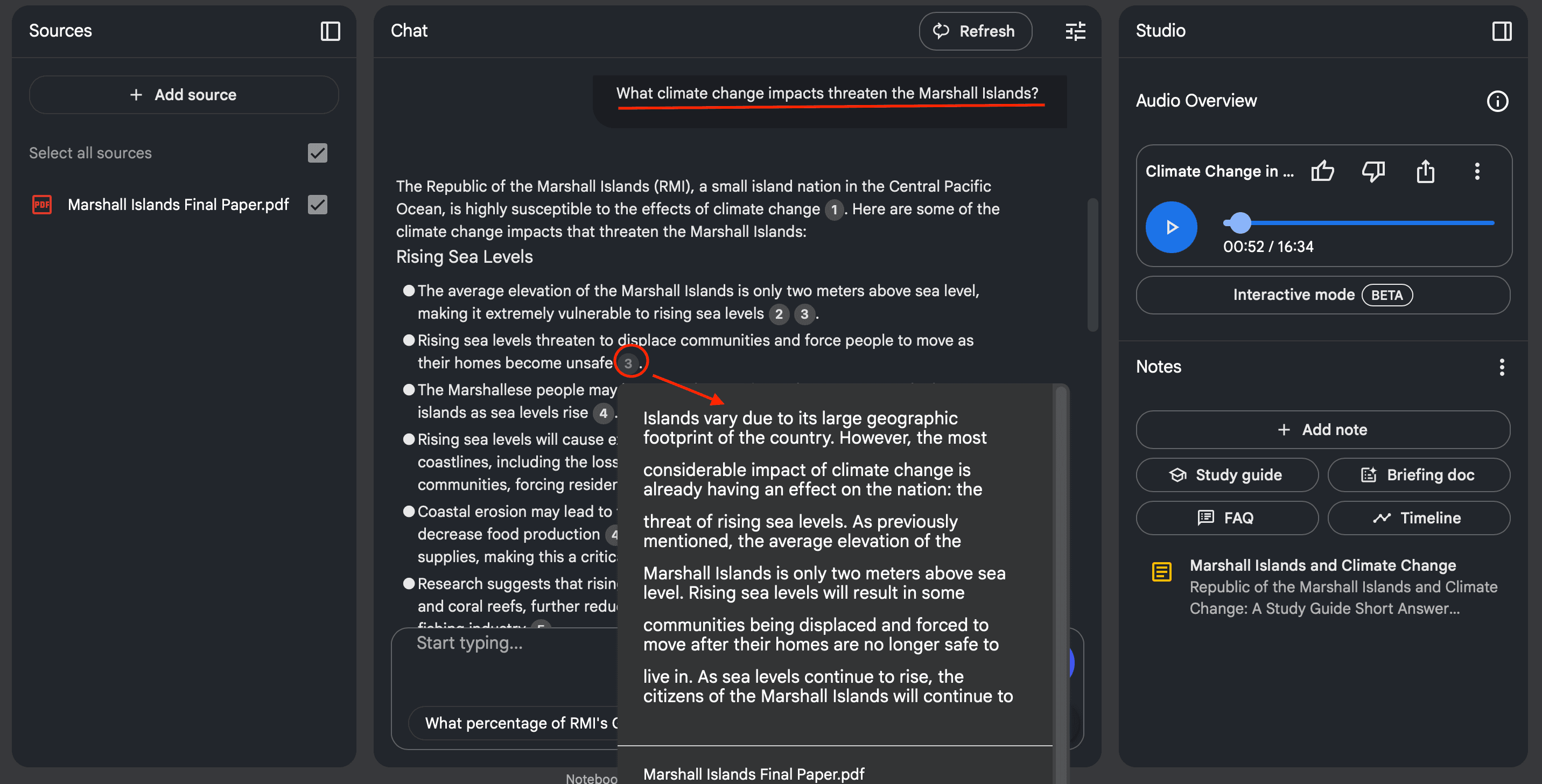 An example of NotebookLM inteface