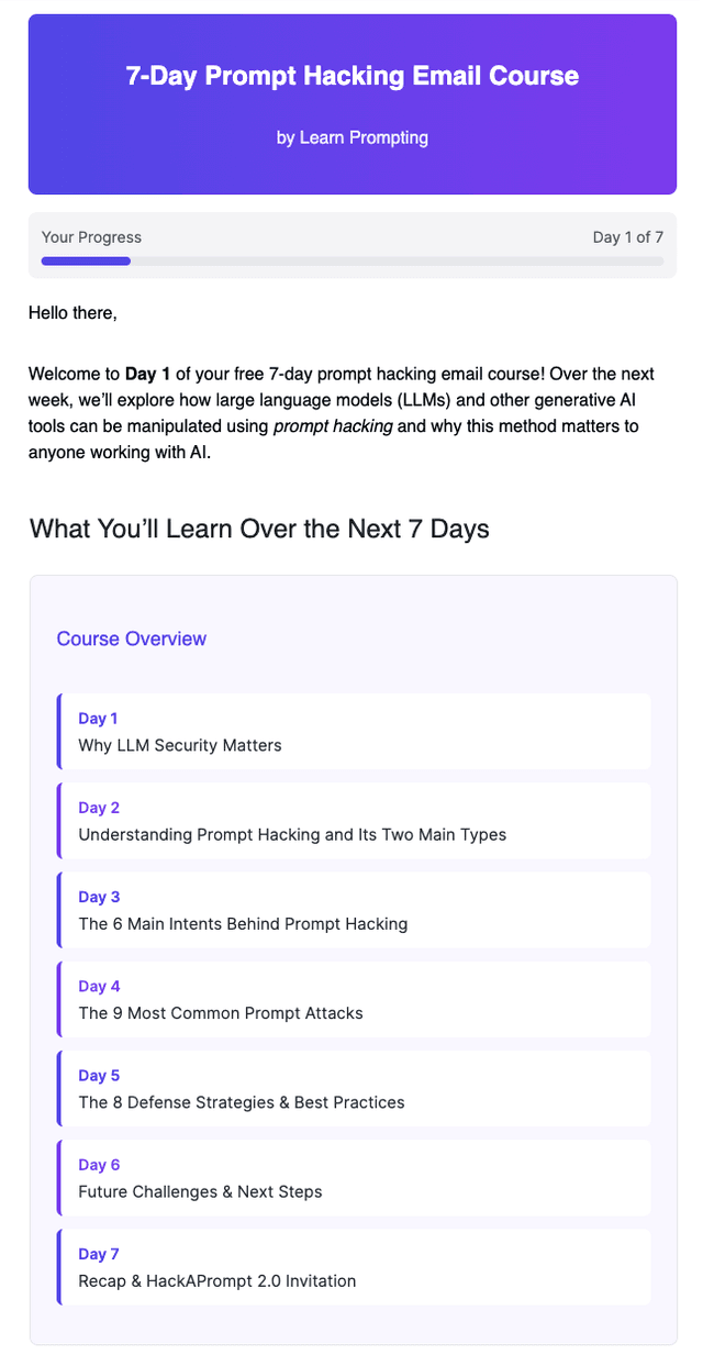 7-Day Prompt Hacking Course Overview