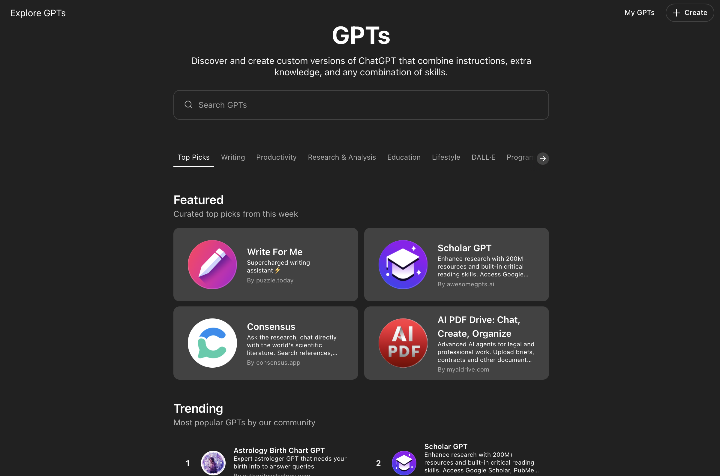 The GPT marketplace contains all public GPTs GPT Marketplace