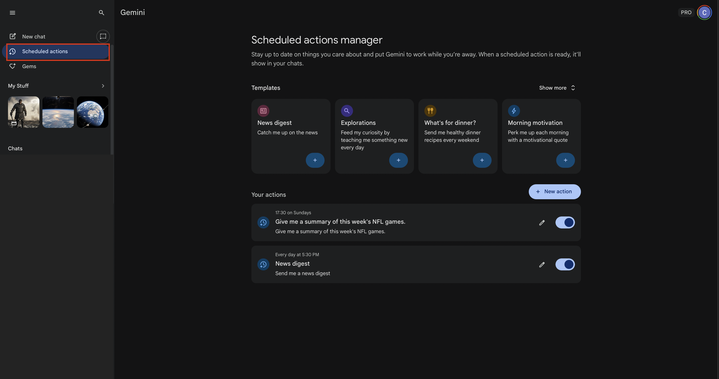 image 3 Scheduled Actions manager tab