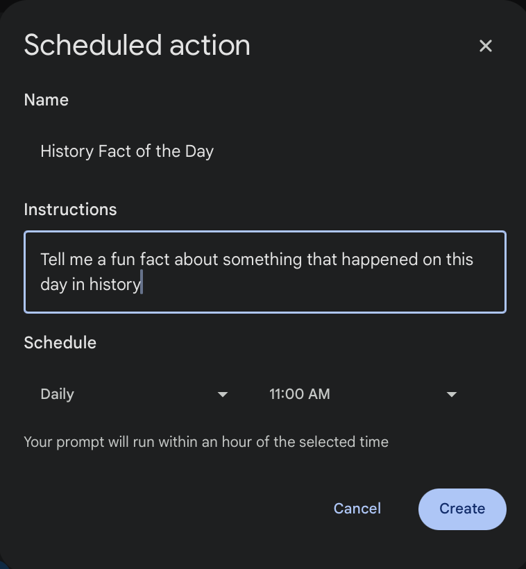 image 4 Fun Scheduled Action example