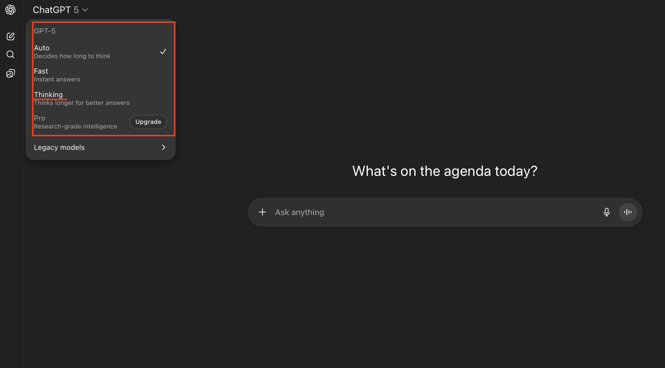 ChatGPT Model Select Interface